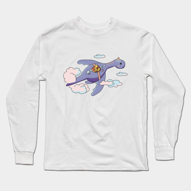 Chicks riding flying dragon Long Sleeve T-Shirt by FayolaMoon